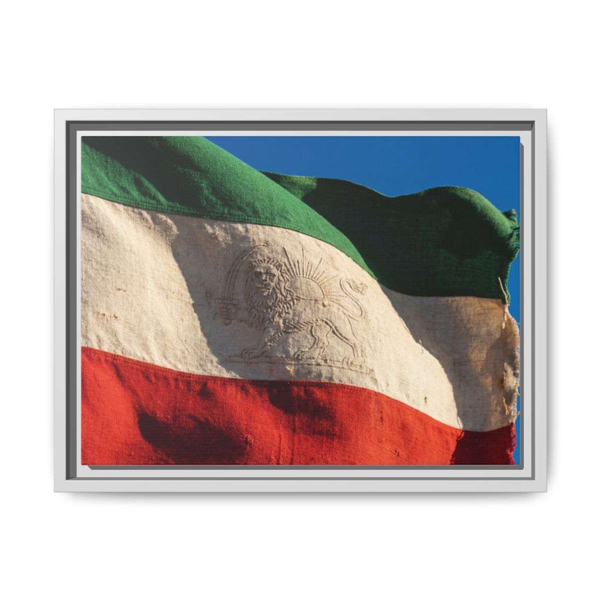 Framed Canvas Art - Distressed Flag — White / 1.25"