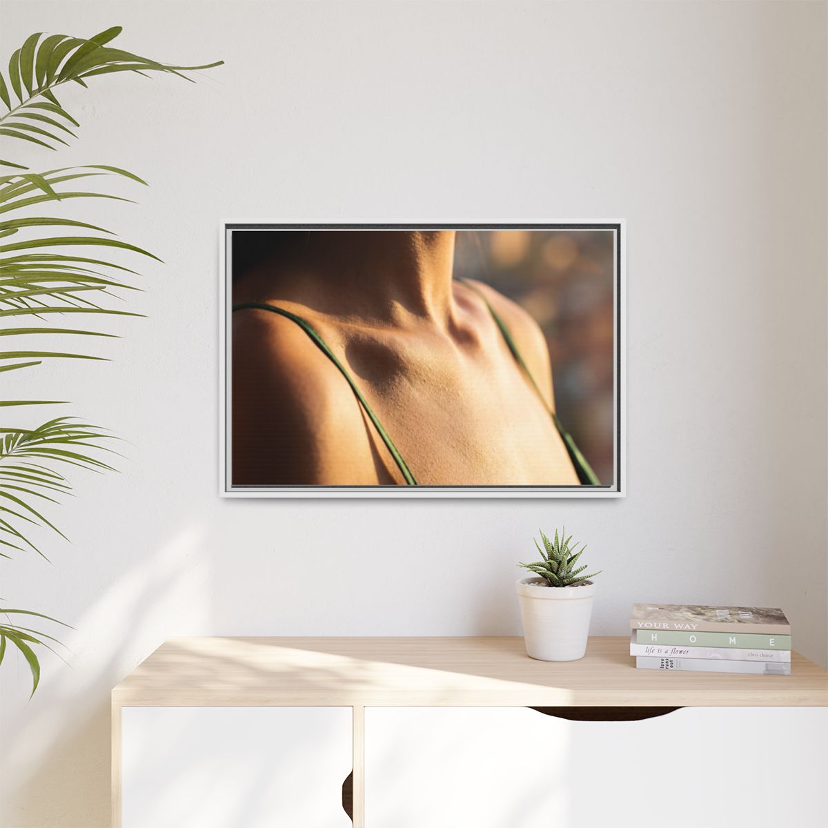 Golden Hour Matte Canvas - Framed Sunset Wall Art — White /...