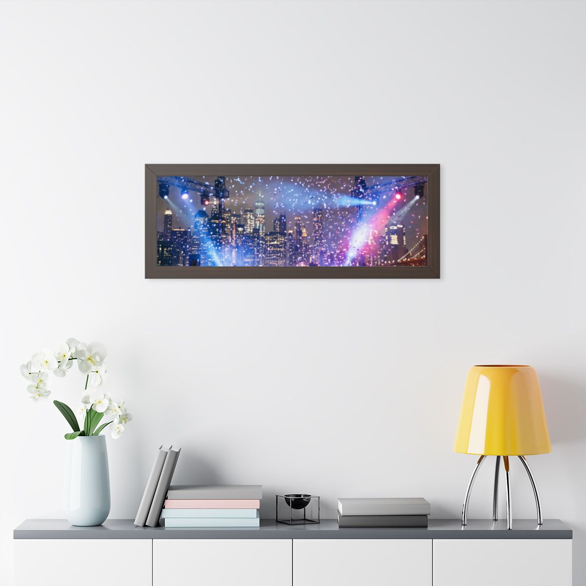 Framed Horizontal Poster - City Skyline Festival Euphoria......