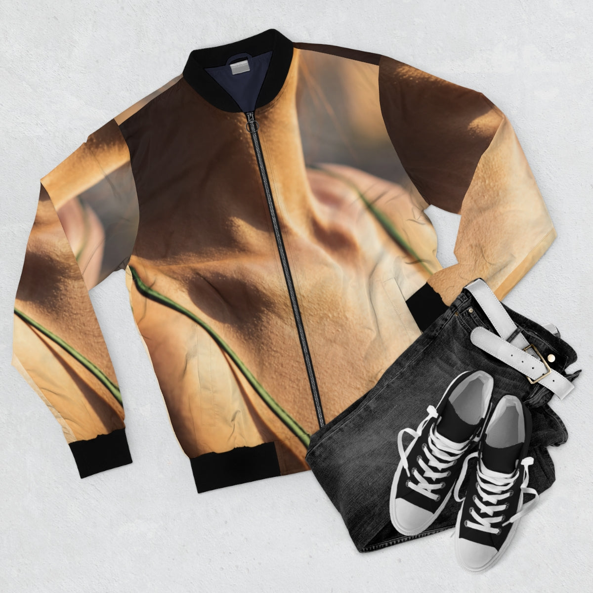 Men's Bomber Jacket - Golden Hour - Emerald Sunset Chic |...