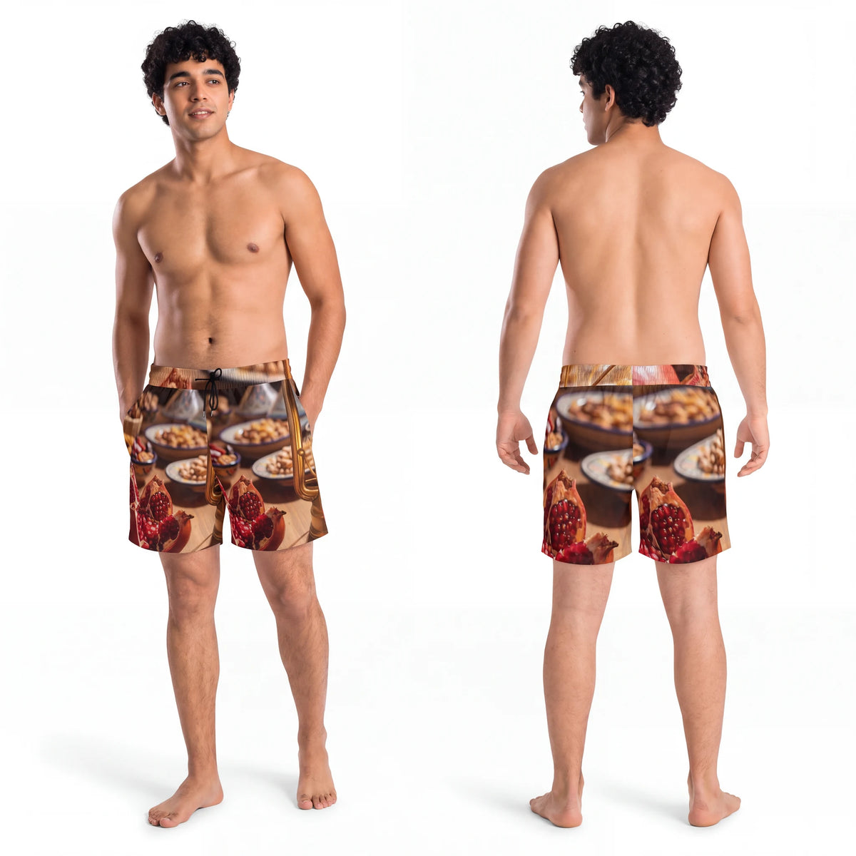 Men's Swim Shorts - Amber Harvest Feast | Echovira Gallery