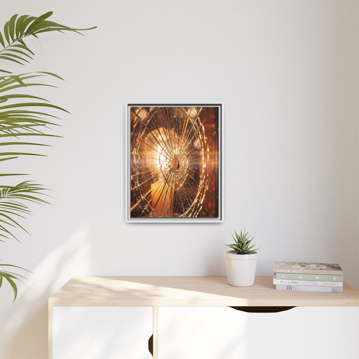 Matte Canvas, Framed - Golden Fractured Art — White / 1.25"...
