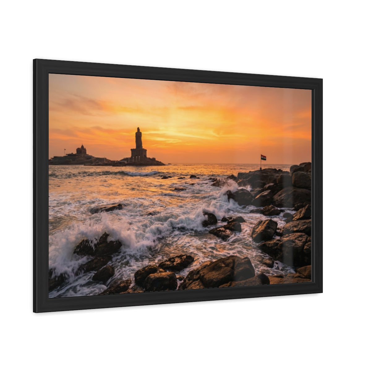 Framed Posters - Coastal Golden Glow — Landscape