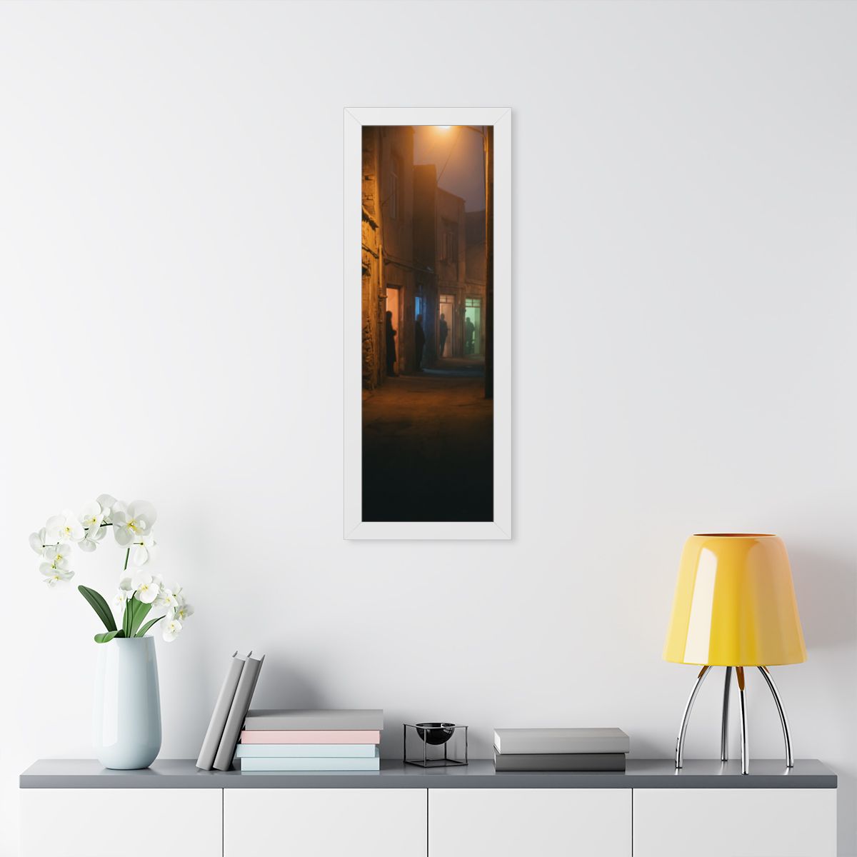 Framed Vertical Poster - Shadowed Alleyway Mystery Art Print...