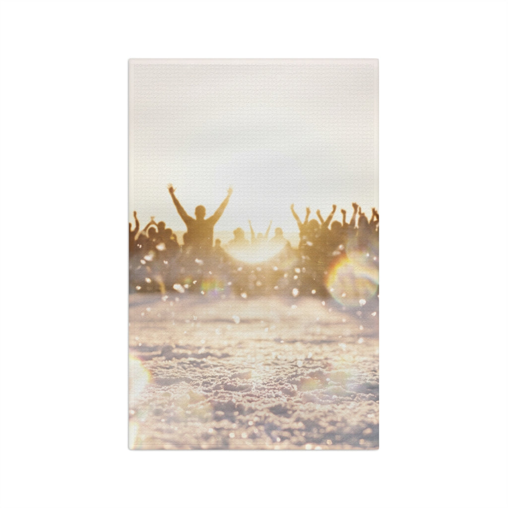 Golden Hour Crowd Microfiber Tea Towel