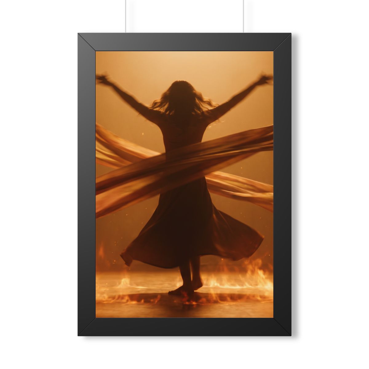 Framed Vertical Poster - Fire Dance Ascent — Black (11×14......