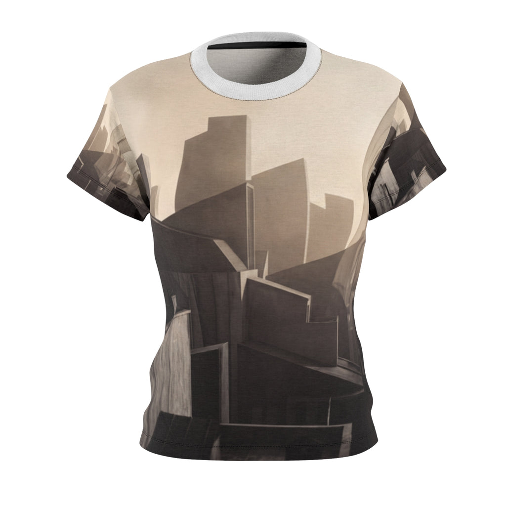 Women's Cut and Sew Tee with Urban Skyline Art