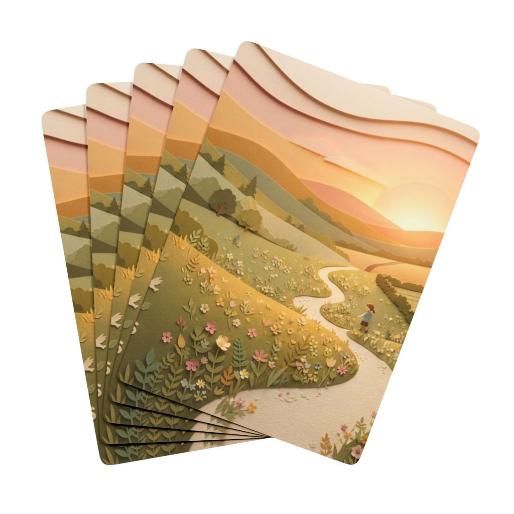 Poker Playing Cards - Meadow Life Papercut Sunset Art |...