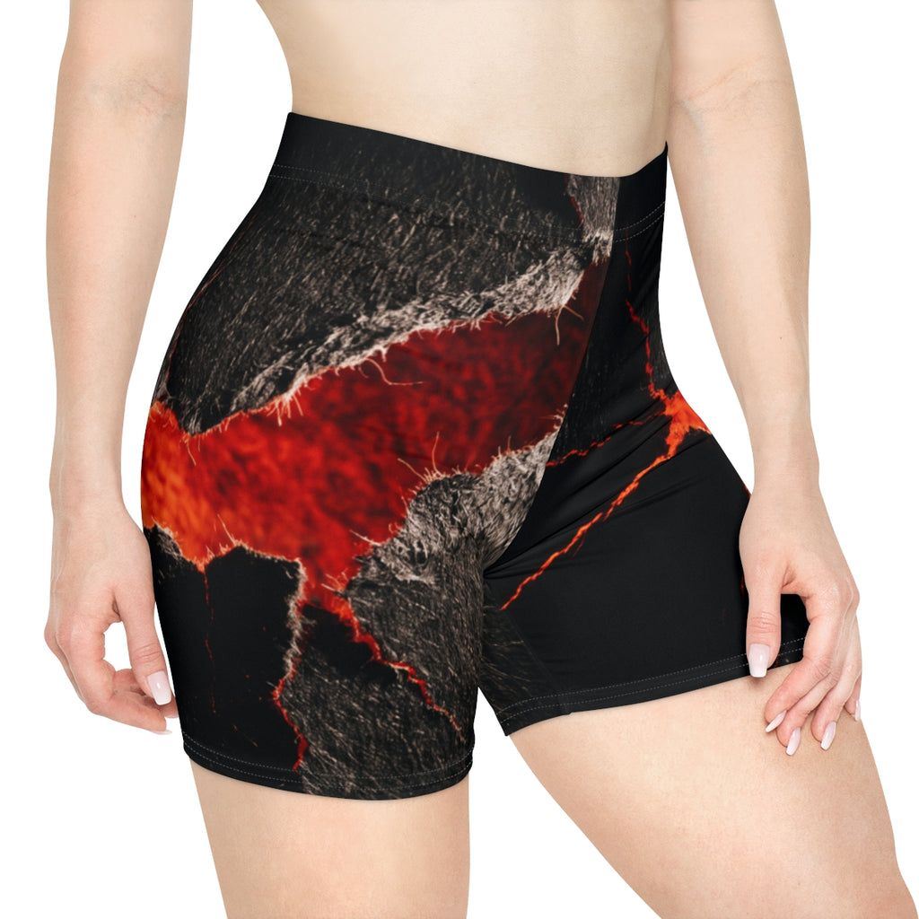Women's Biker Shorts - Crimson Fissure | Echovira Gallery