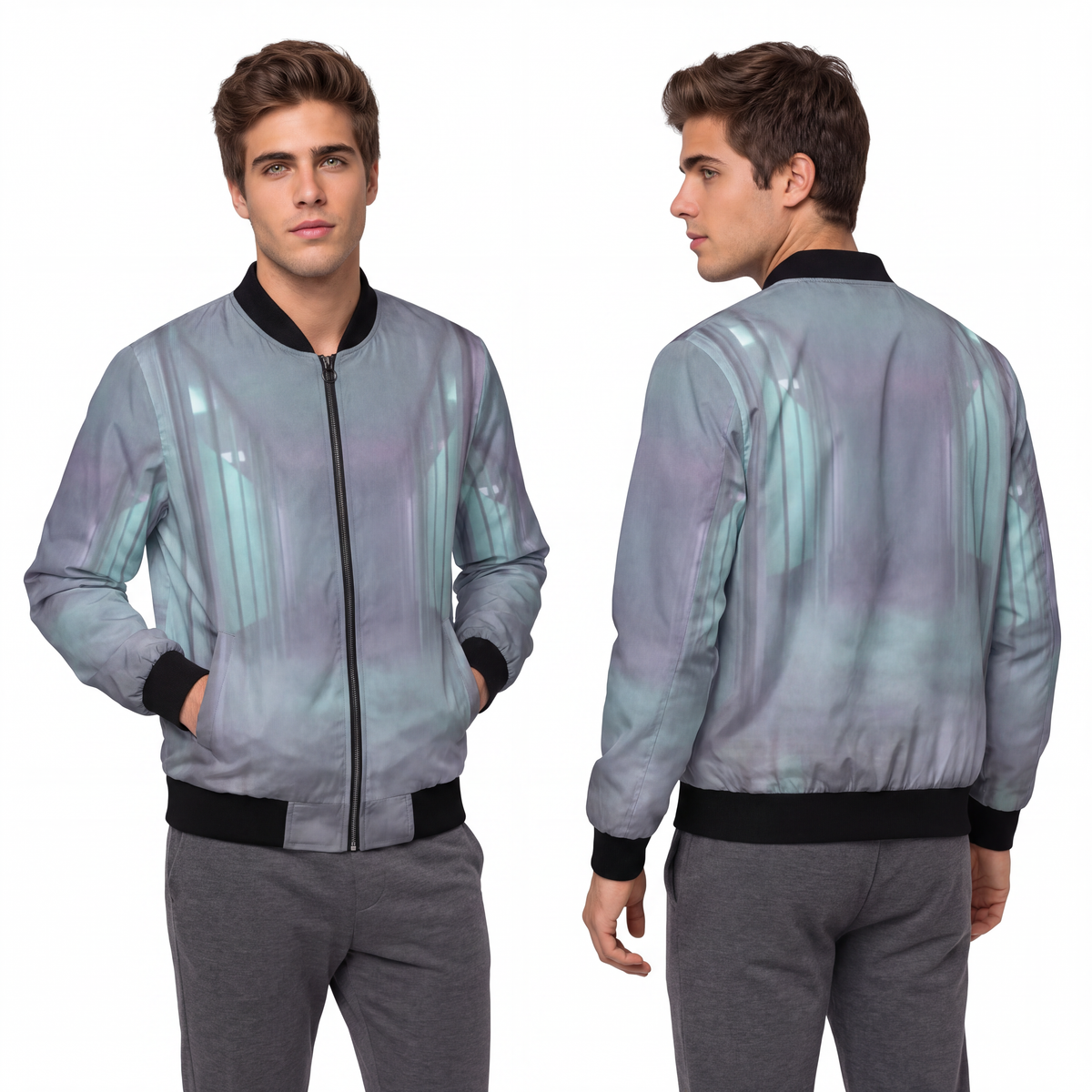 Men's Bomber Jacket - Liminal Corridor Fog Art Print |...