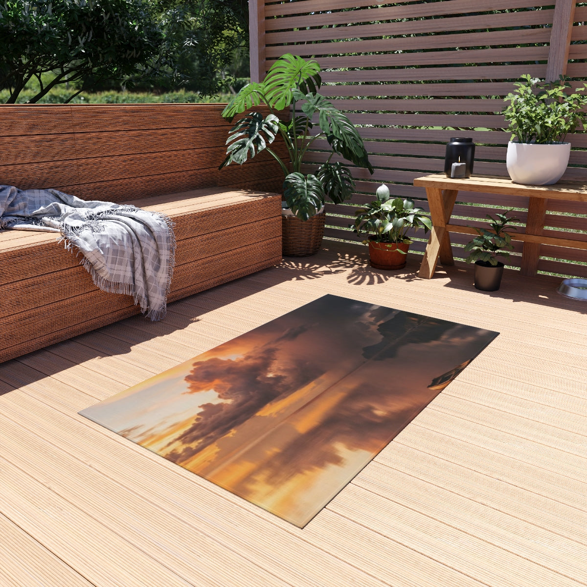 Outdoor Rug - Sunset Storm Horizon Patio Accent | Echovira...