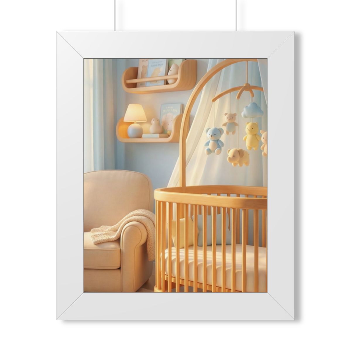 Framed Vertical Poster - Dreamy Serene Nursery Art — White...
