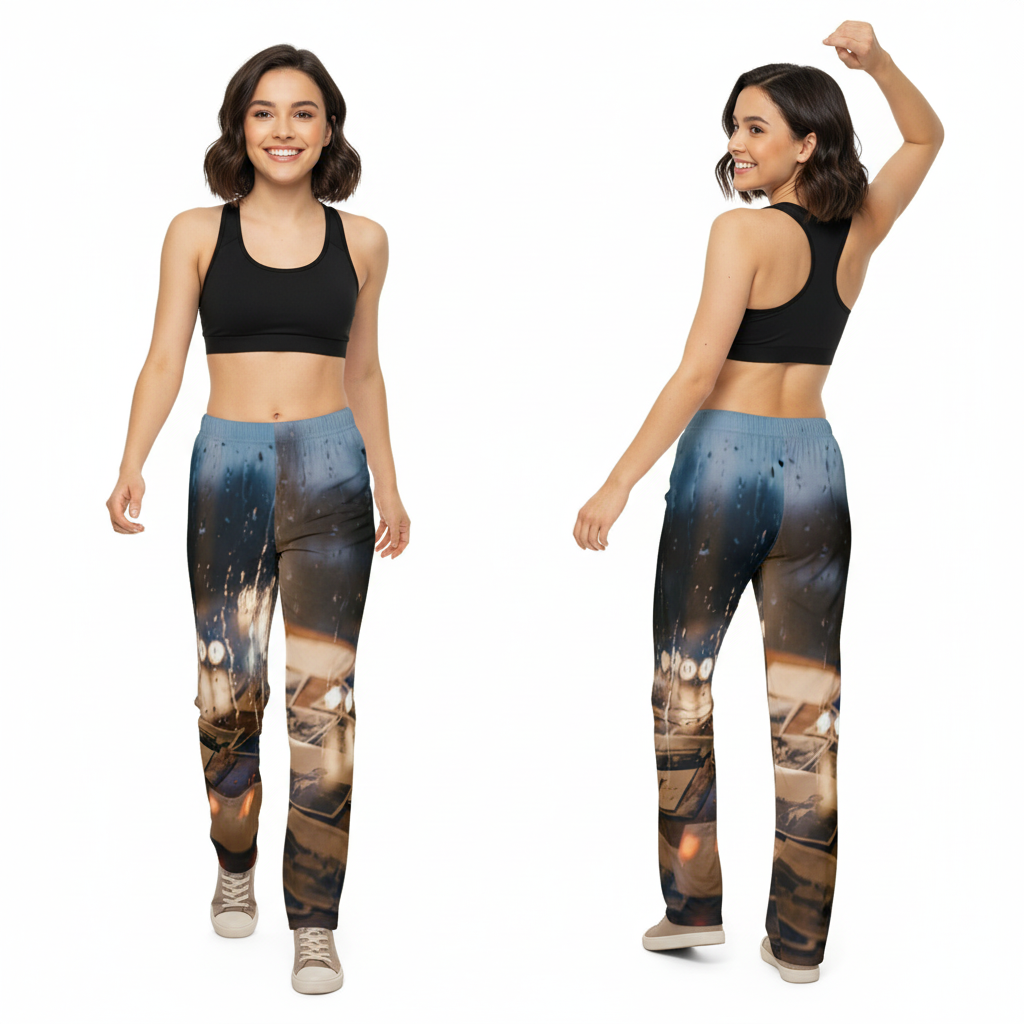 Kids Lounge Pants with Rainy Window Scene
