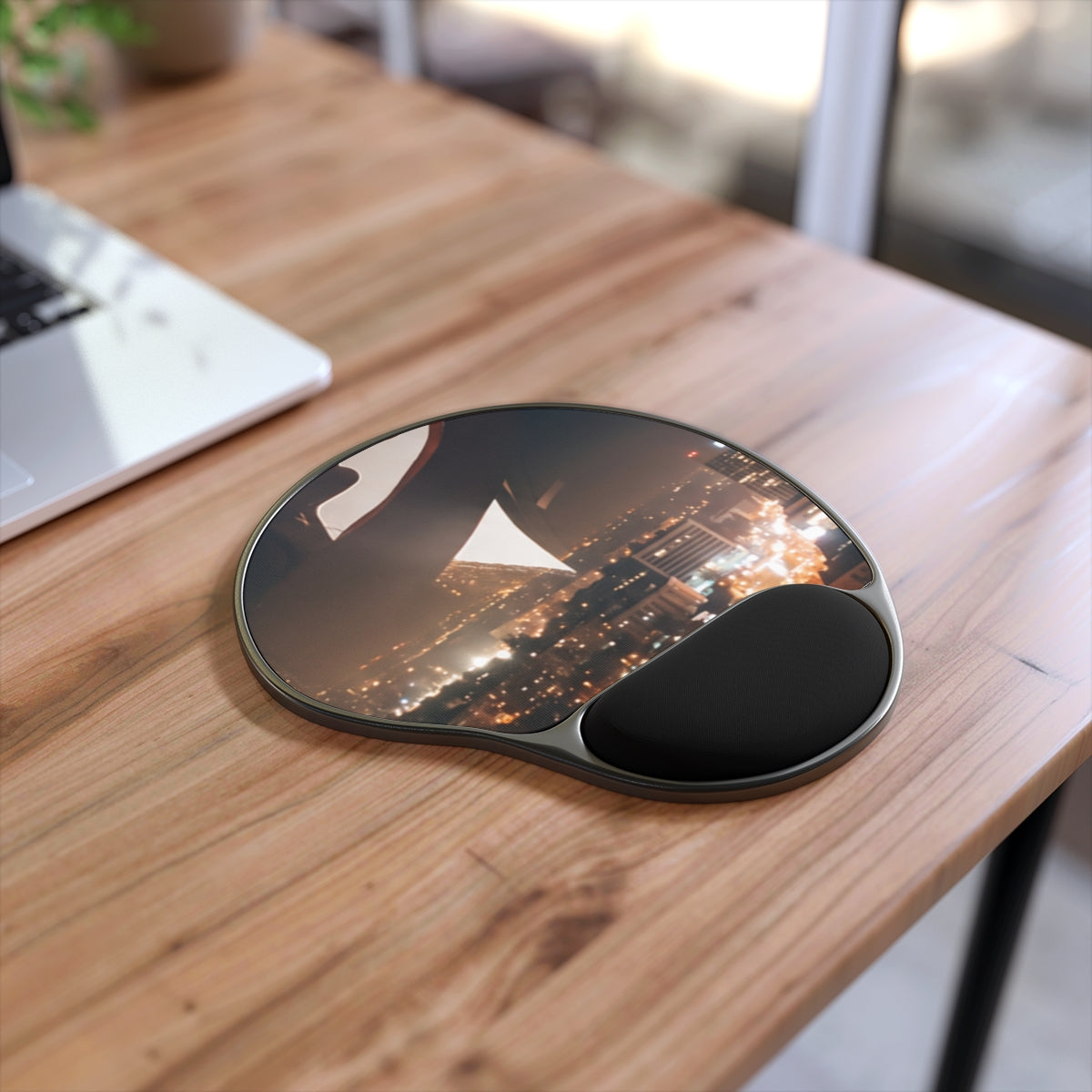 Mouse Pad with Wrist Rest - City Twilight Glow | Echovira...