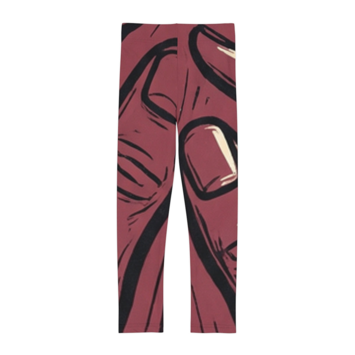 Kids Leggings with Crimson Woodcut Hands