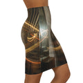 Women's Mid-Waist Pencil Skirt - Cinematic Golden Shadow......