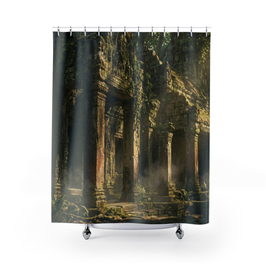 Shower Curtain - Temple Ruins Waterfall