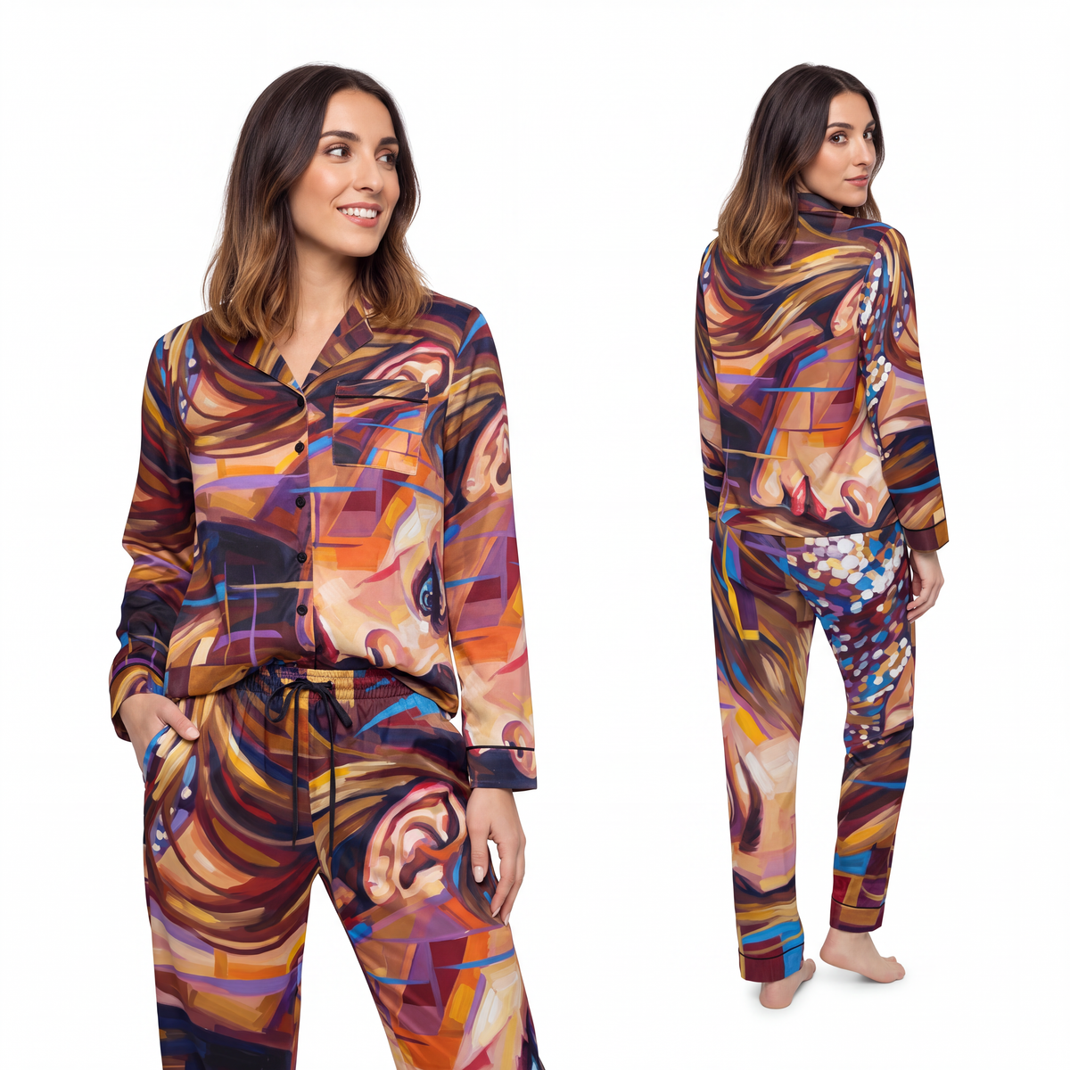 Women's Satin Pajamas - Shattered Elegance | Echovira...