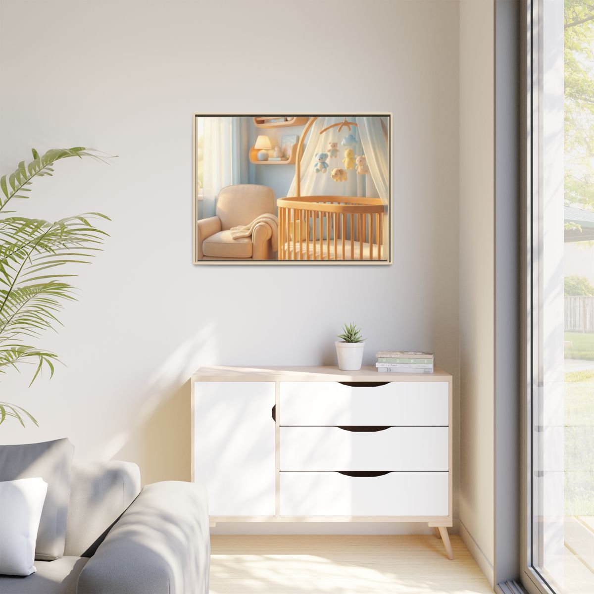 Matte Canvas, Framed - Dreamy Serene Nursery Art — Natural /...