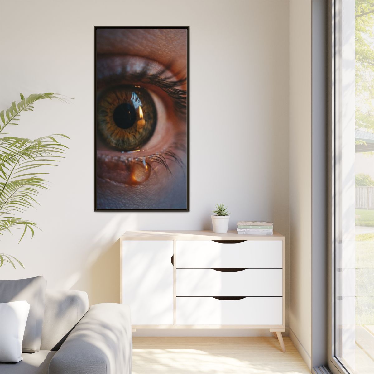 Matte Canvas, Framed - Amber Iris Reflection Fine Art Print...
