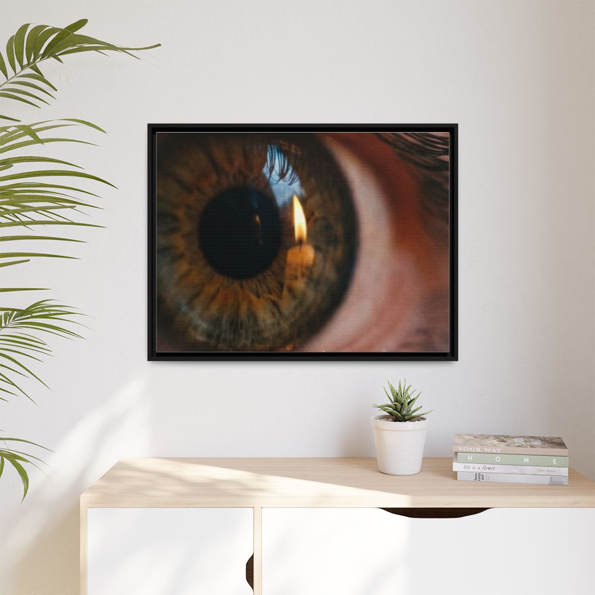 Matte Canvas, Framed - Amber Iris Reflection Fine Art Print...