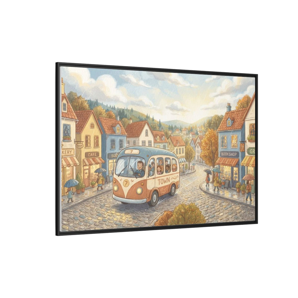 Matte Canvas Framed - Cozy Town Bus — Black / 1.25" (10×8......