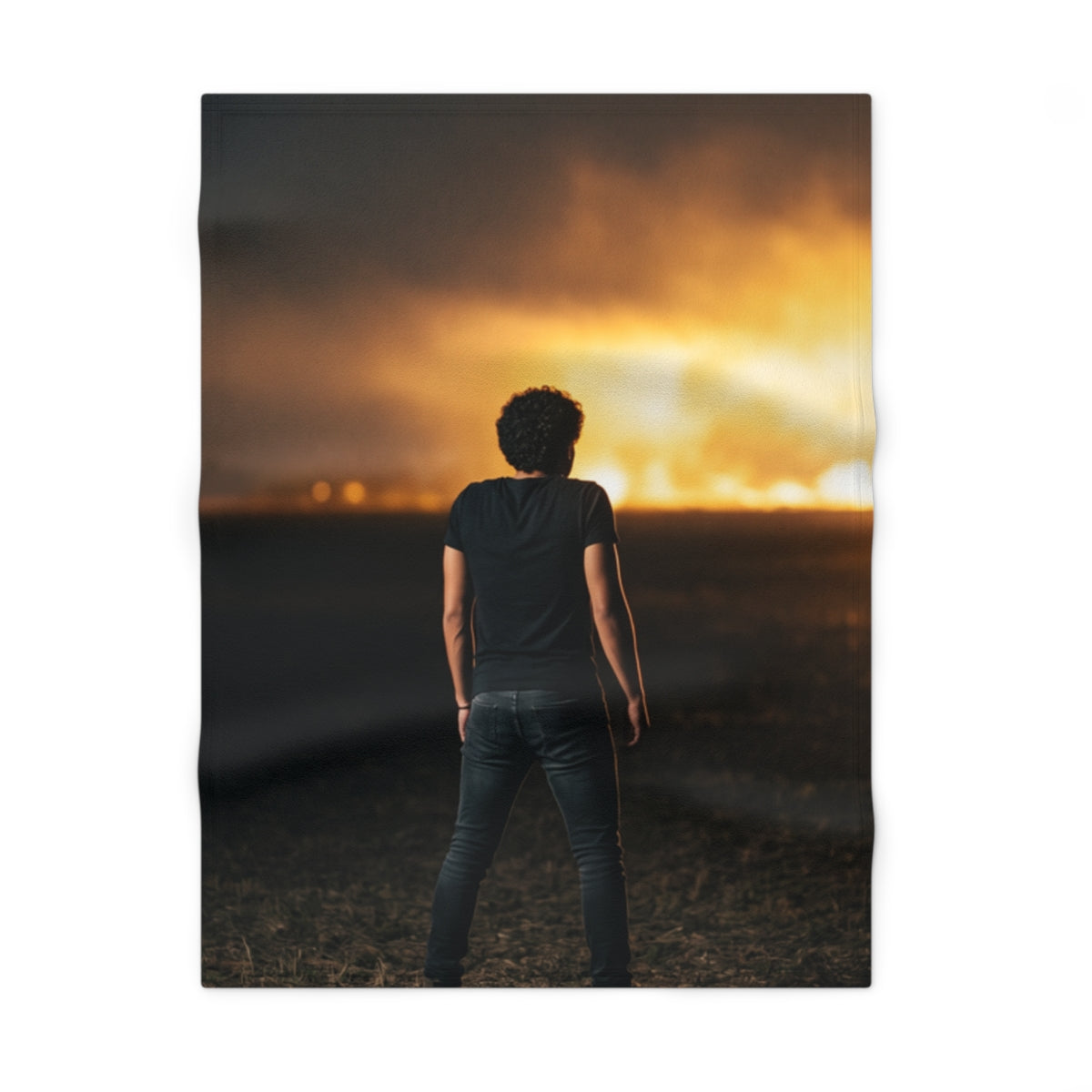 Soft Fleece Baby Blanket with Night Landscape Art