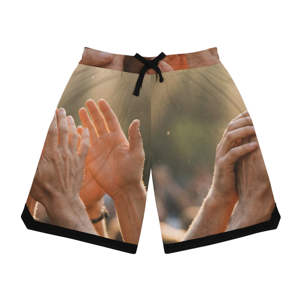 Men's Basketball Rib Shorts - Golden Rays of Unity Wall Art...