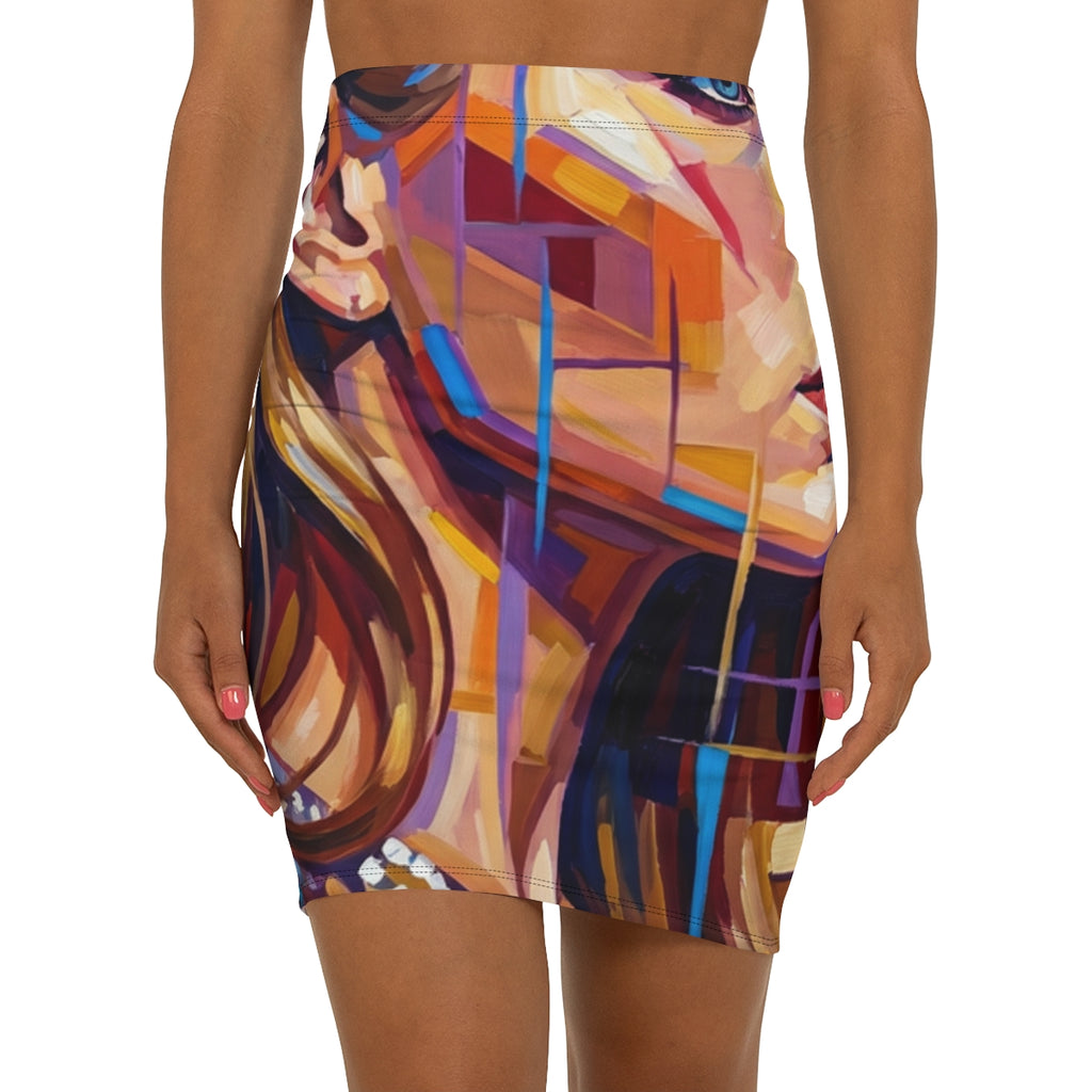 Women's Mid-Waist Pencil Skirt - Shattered Elegance |...