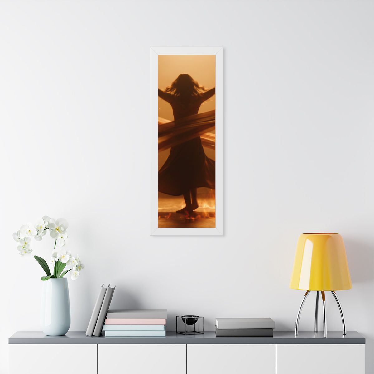 Framed Vertical Poster - Fire Dance Ascent — White (11×14......