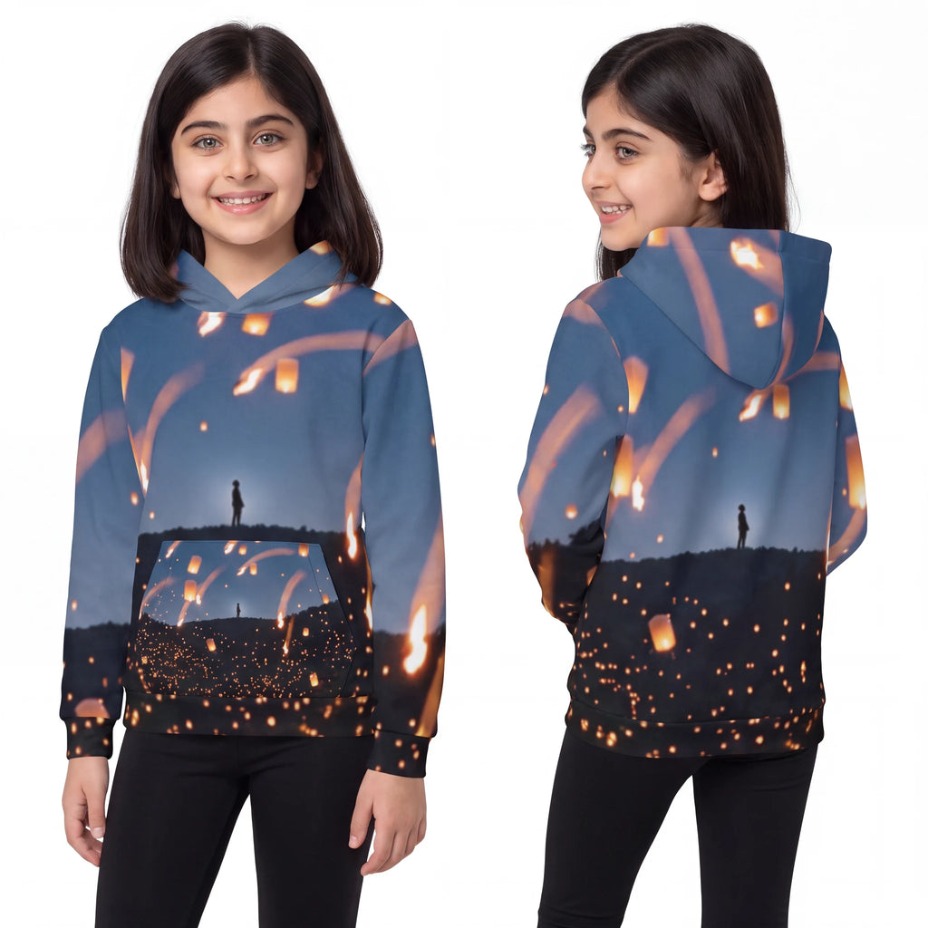 Kids Lantern Sky Twilight Landscape Hoodie
