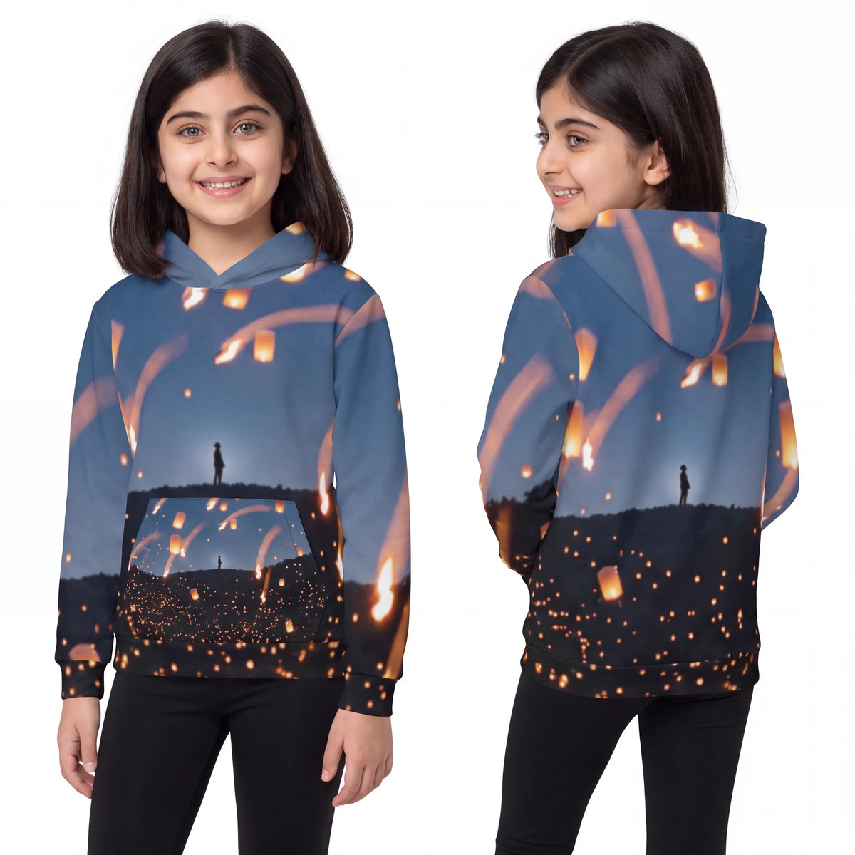 Kids Lantern Sky Twilight Landscape Hoodie