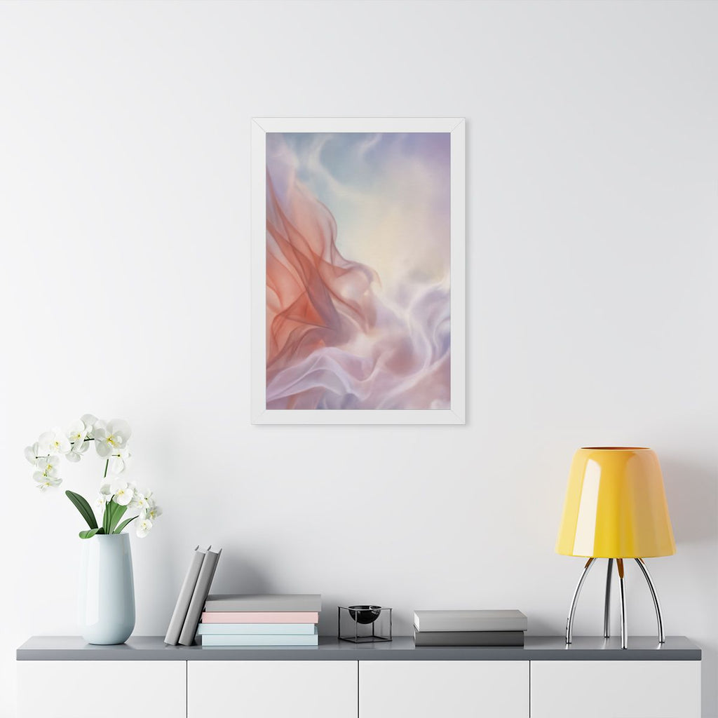 Framed Vertical Poster - Ethereal Silk Flow Pastel... |...