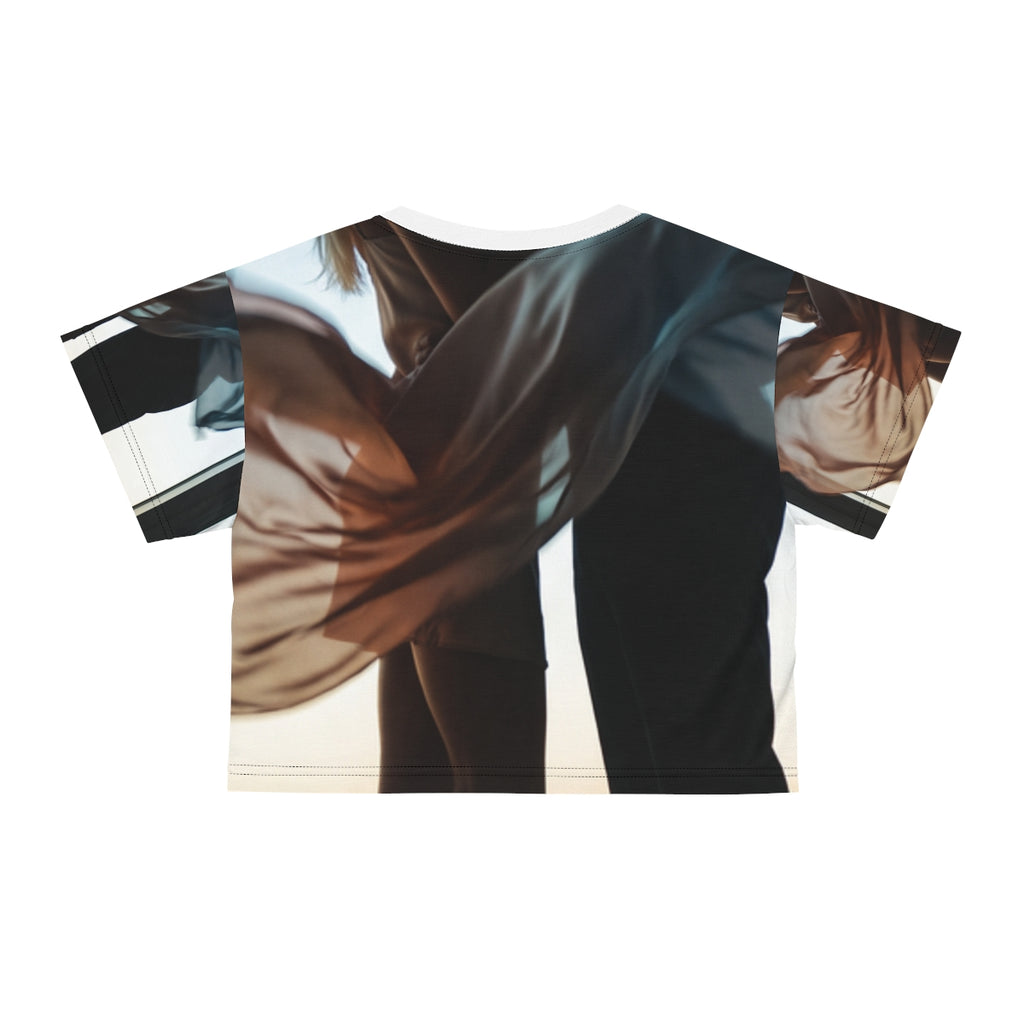 Crop Tee - Cinematic Skyline Silhouette of Two Lovers |...