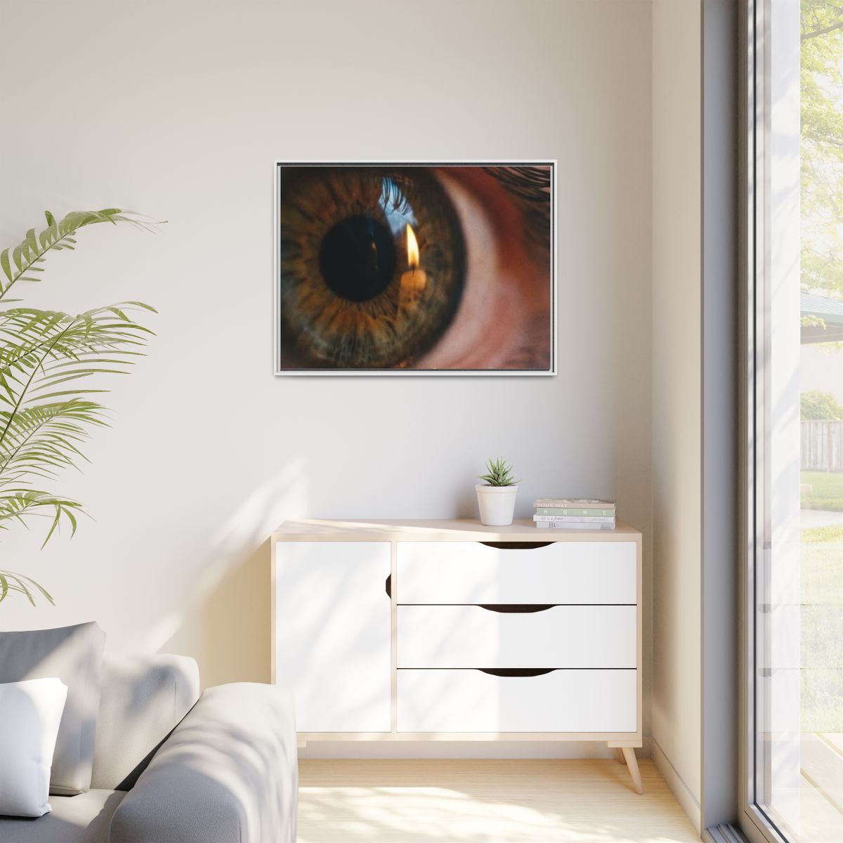Matte Canvas, Framed - Amber Iris Reflection Fine Art Print...