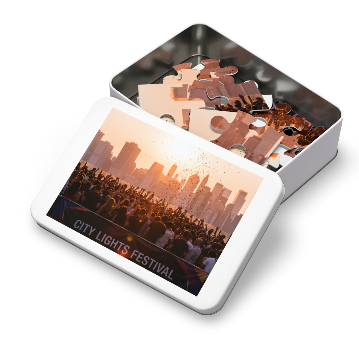 Jigsaw Puzzle with Tin - City Lights (30, 110, 252, 500... |...