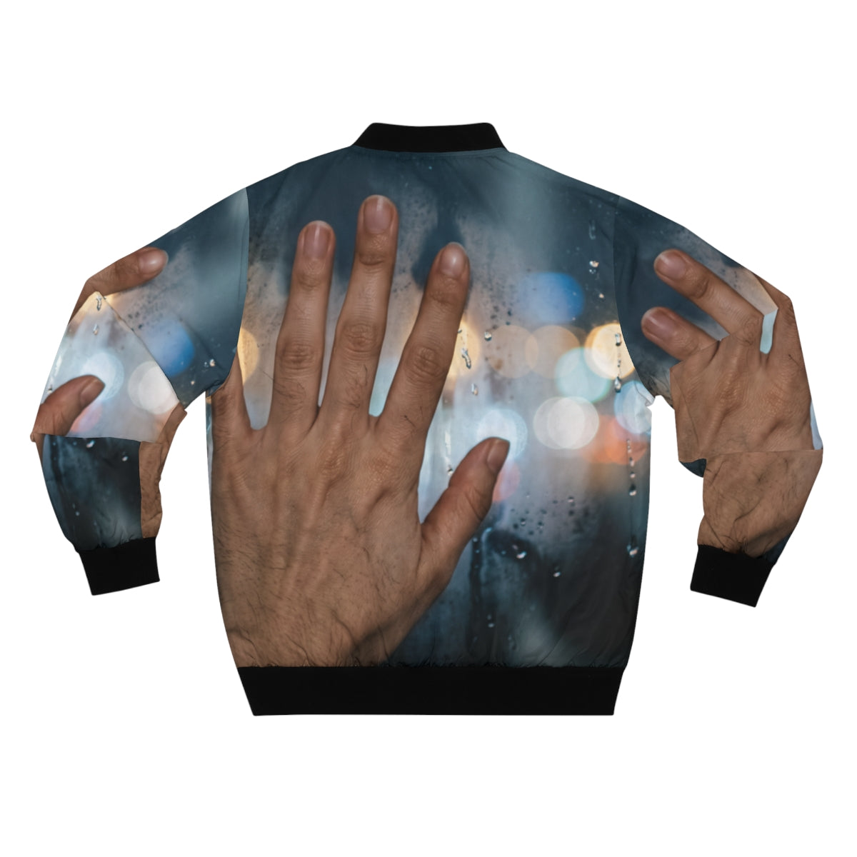 Men's Bomber Jacket Rainy City Window Art