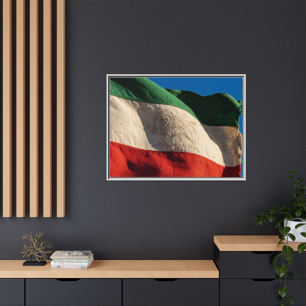 Framed Canvas Art - Distressed Flag — White / 1.25"