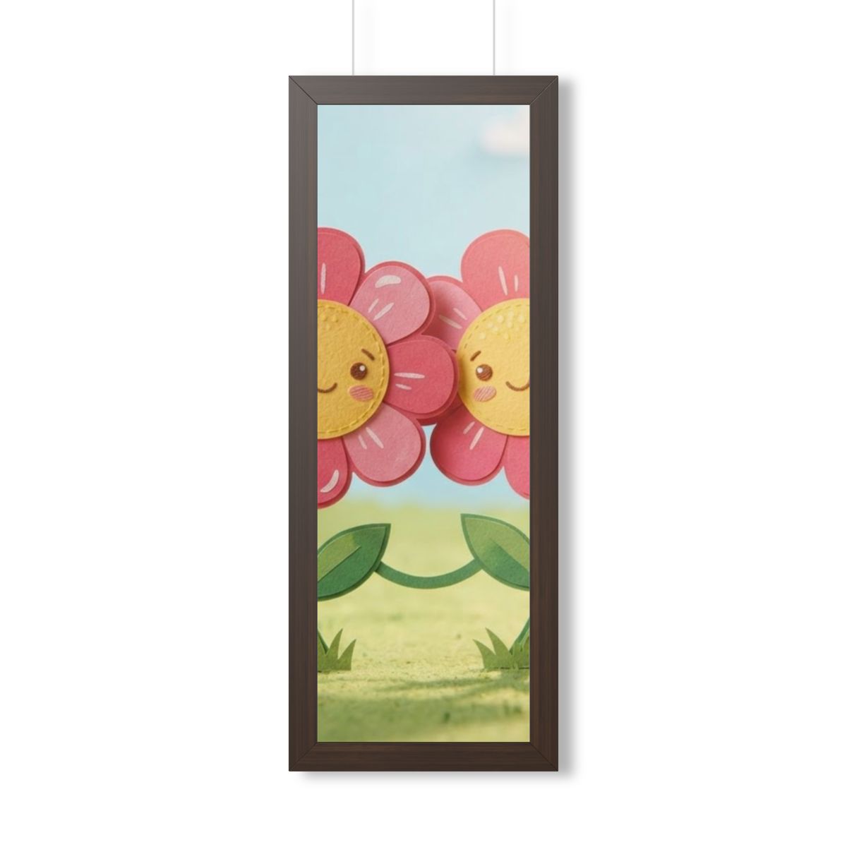 Framed Vertical Poster - Blooming Friends Papercraft Floral...