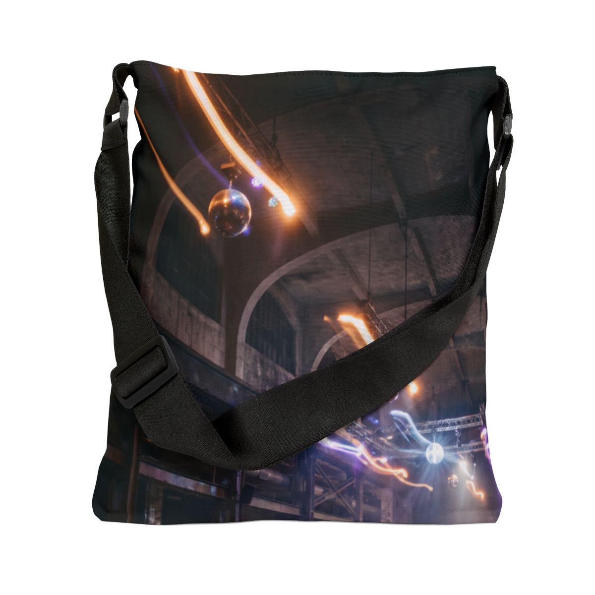 Adjustable Tote Bag - Neon Night Beats | Echovira Gallery