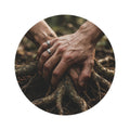 Round Rug with Forest Roots and Hands Art