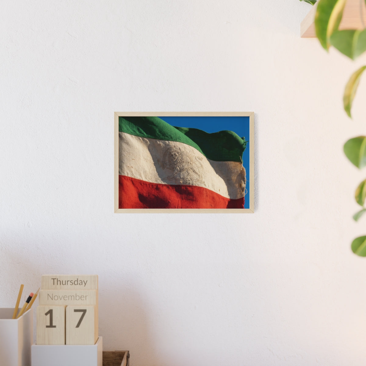 Wood Framed Poster - Vintage Flag — Landscape