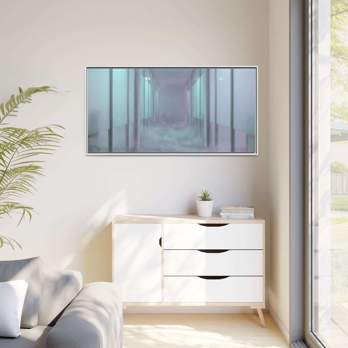 Matte Canvas, Framed - Liminal Corridor Fog Art Print —... |...