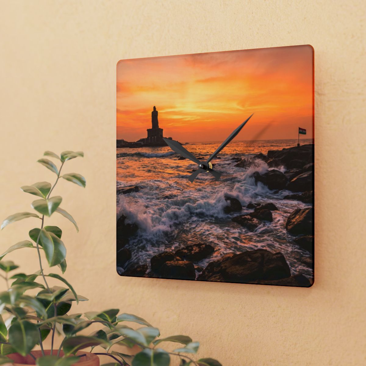 Acrylic Wall Clock - Golden Hour Coast