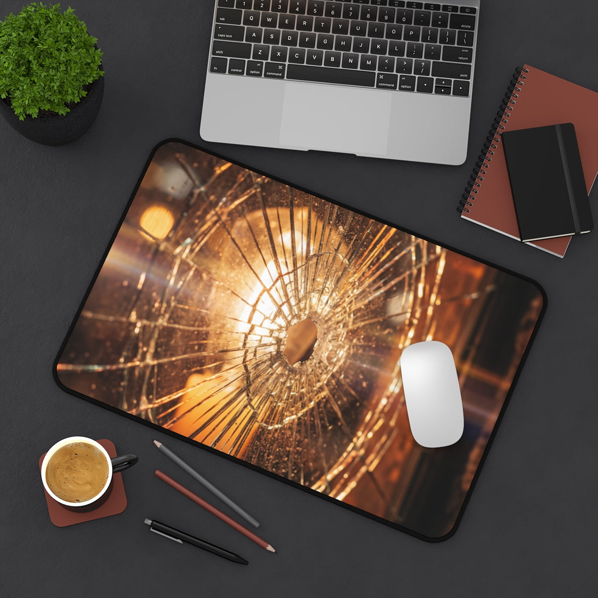Desk Mat - Shattered Light Kinetic Art Glass | Echovira...