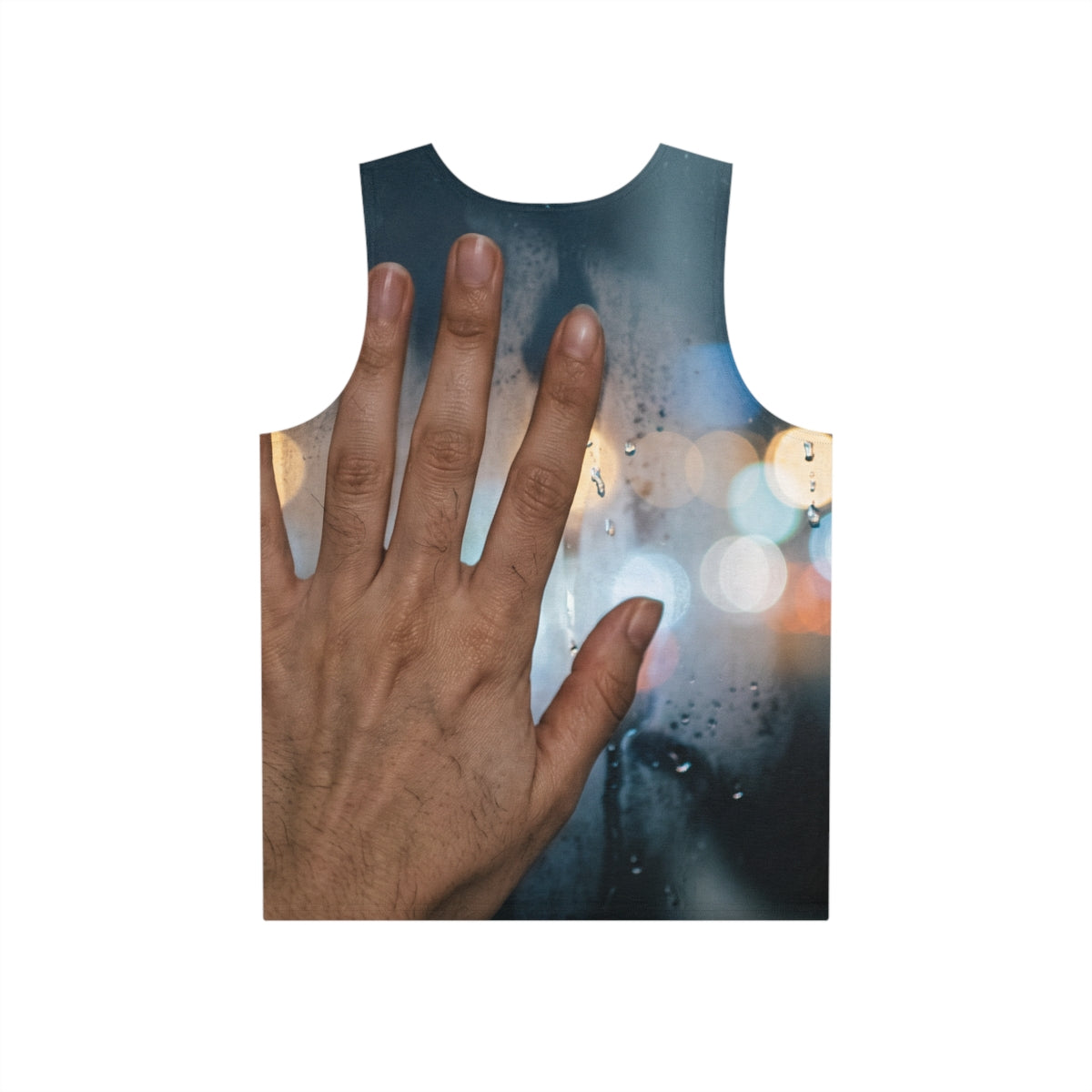 Men's Tank with Rainy City Window Art