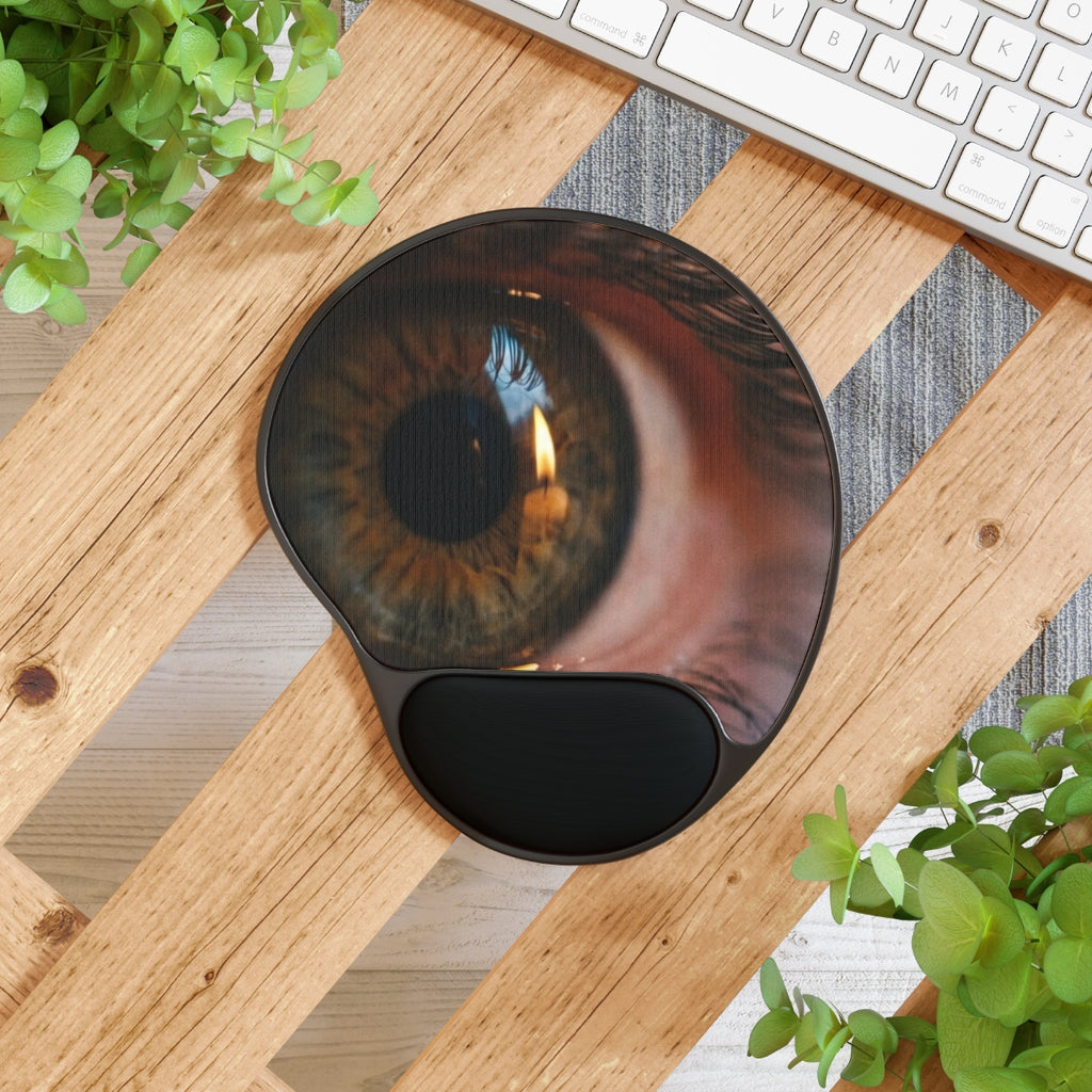 Mouse Pad With Wrist Rest - Amber Iris Reflection Fine Art...