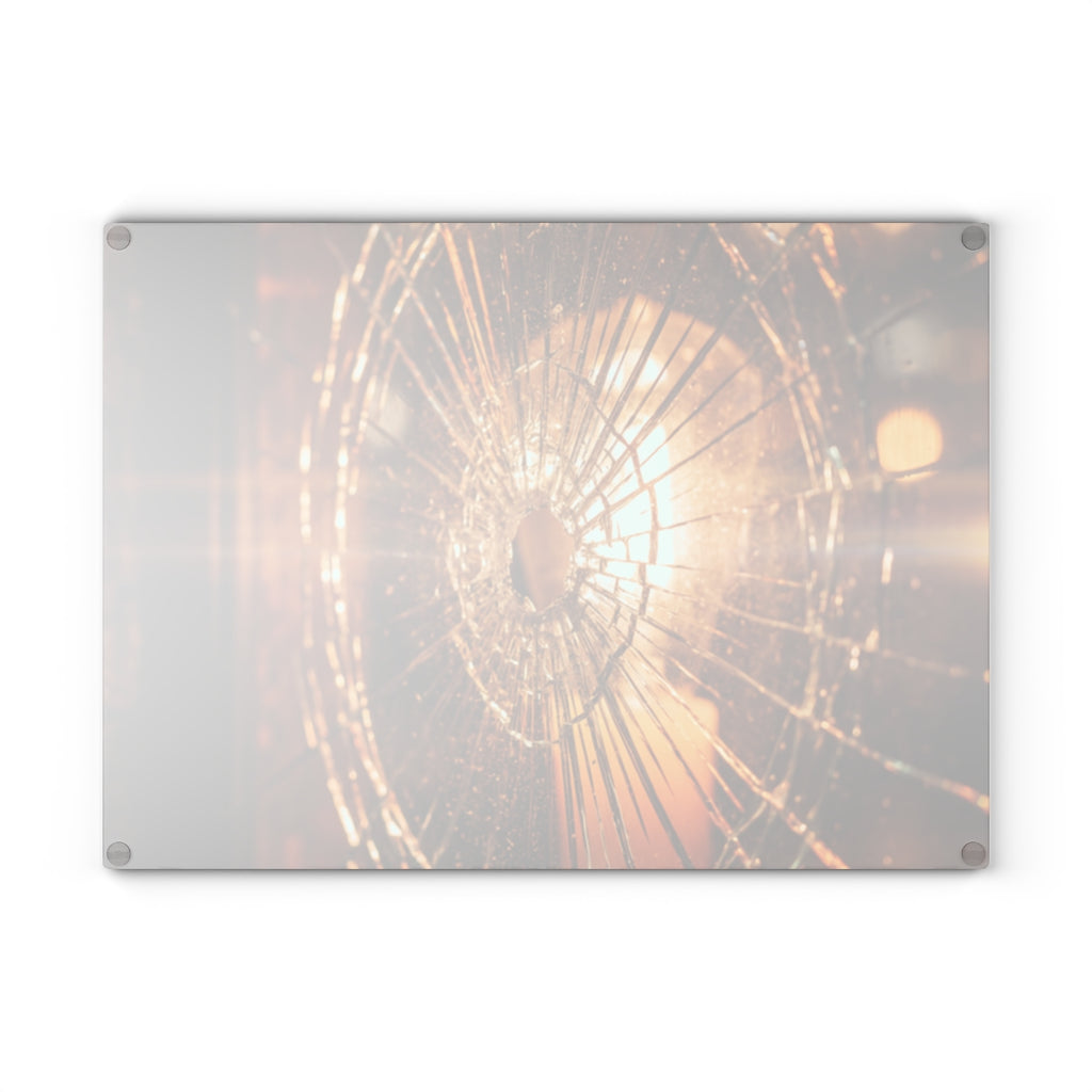 Glass Cutting Board - Fractured Amber Glow