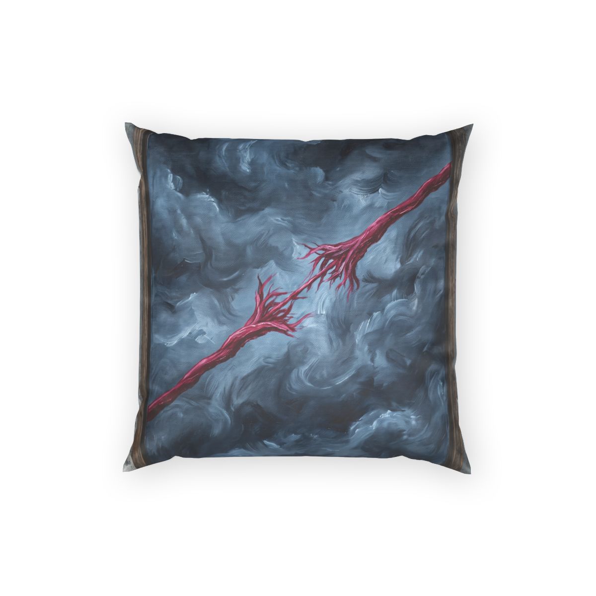 Poly Velvet Pillow with Crimson Abstract Art