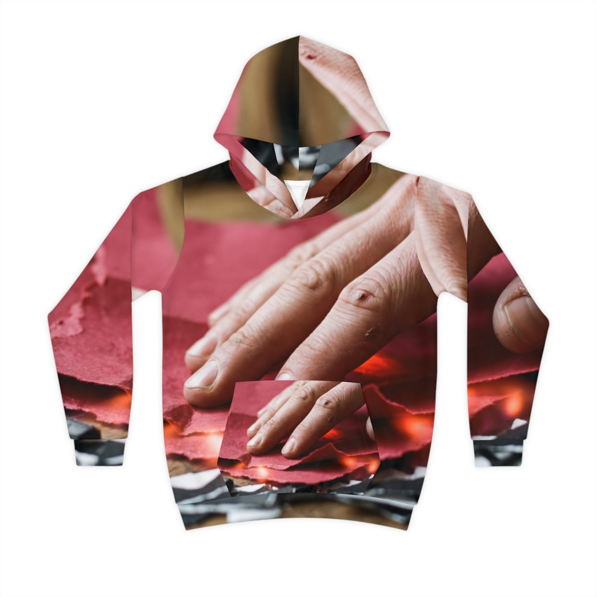 Moletom infantil com capuz e arte natureza-morta carmesim